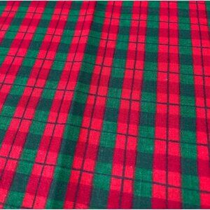 Vintage Red & Green Plaid Fabric Material 1/2 Yard x 36 Inches